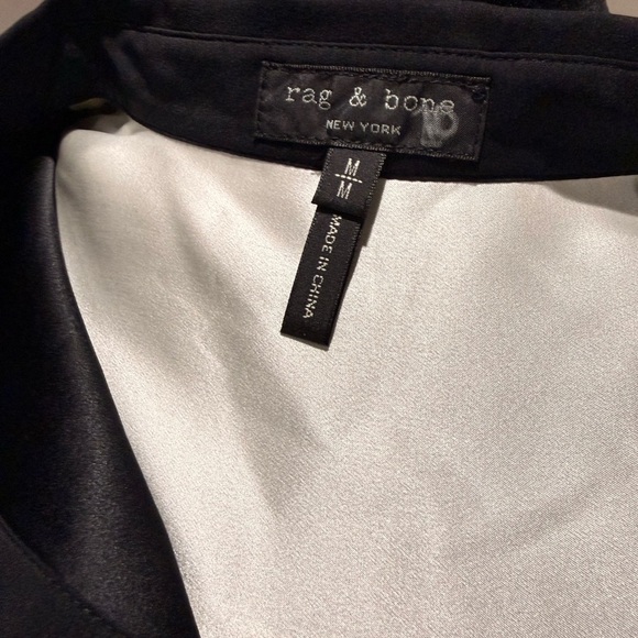 Rag & Bone Black Button Down Shirt with White Accents - Picture 4 of 6